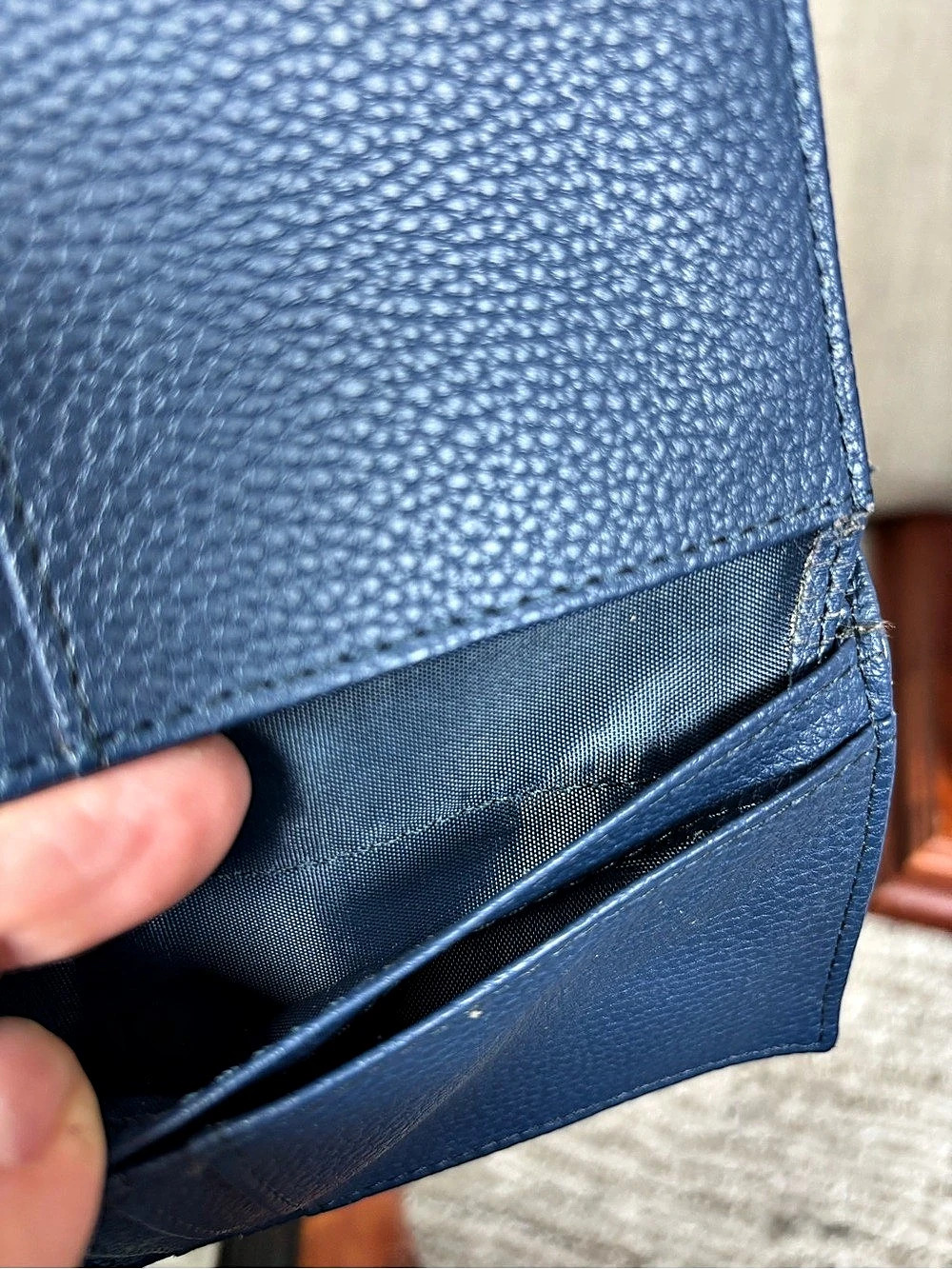 Giani Bernini Blue Pebbled Leather Wallet Snap Tab ID Window Kiss Lock Coin Purs - Picture 12 of 15